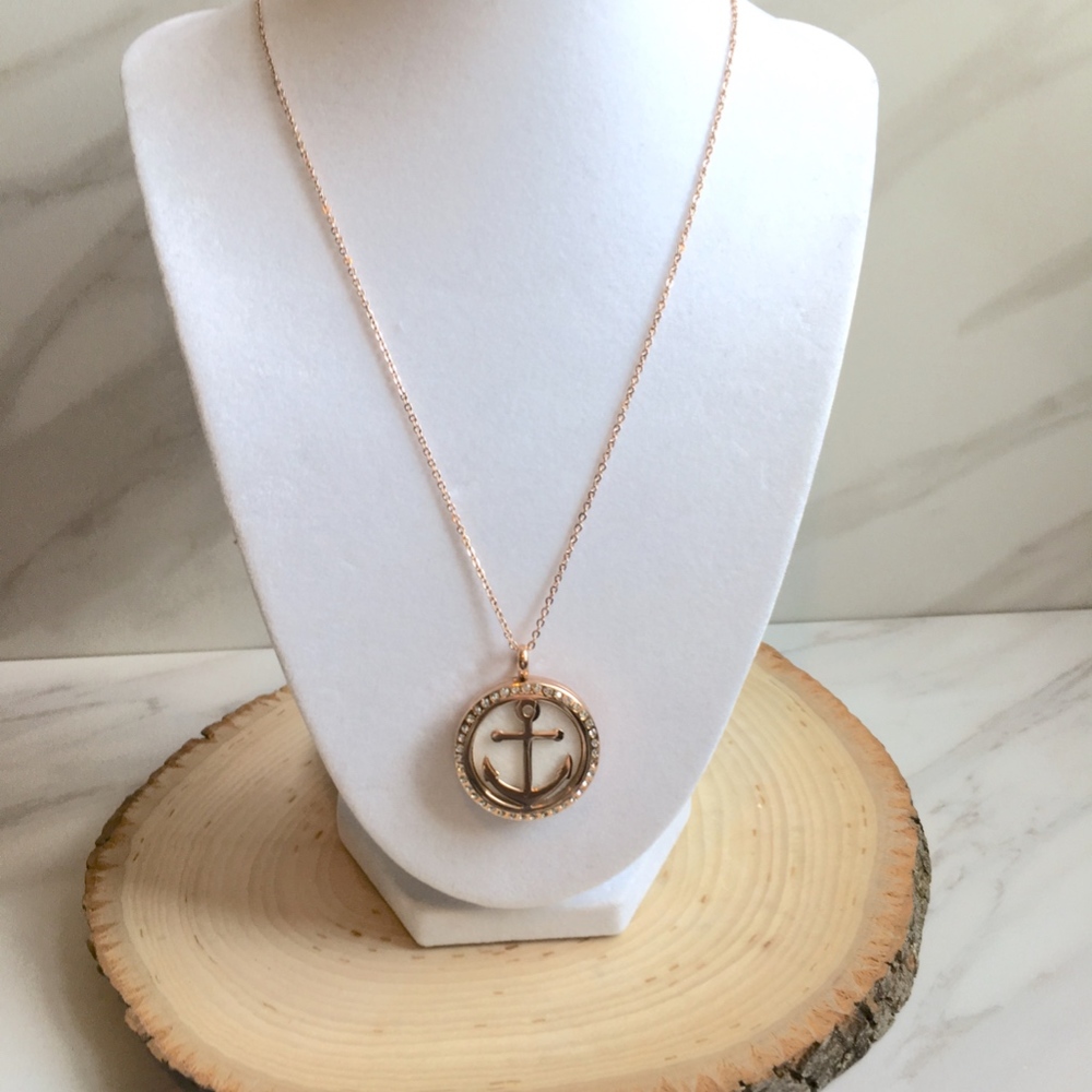 Anchor Aromatherapy Pendant Rose Gold Necklace
